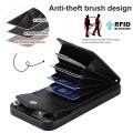 For iPhone 15 Pro Rhombic Texture Card Bag Phone Case with Long Lanyard(Black)