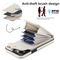 For iPhone 15 Pro Rhombic Texture Card Bag Phone Case with Long Lanyard(White)