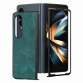 For Samsung Galaxy Z Fold4 Skin-feel Solid Color PU Back Cover Phone Case(Green)