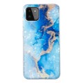 For Samsung Galaxy A22 5G IMD Shell Pattern TPU Phone Case(Blue Gold Marble)