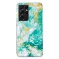 For Samsung Galaxy S21 Ultra 5G IMD Shell Pattern TPU Phone Case(Green Marble)