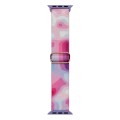 For Apple Watch SE 44mm Painted Pattern Nylon Replacement Watch Band(Ladder Purple Blue)