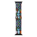 For Apple Watch 9 45mm Painted Pattern Nylon Replacement Watch Band(Geometric Rainbow)