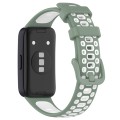 For Huawei Band 8 Two Color Silicone Replacement Watch Band(Light Green White)