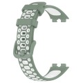 For Huawei Band 8 Two Color Silicone Replacement Watch Band(Light Green White)