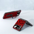 For Samsung Galaxy Z Flip4 Black Edge Leopard Phone Case with Holder(Red)