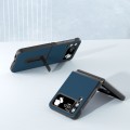 For Samsung Galaxy Z Flip4 Genuine Silky Soft ABEEL Black Edge Phone Case with Holder(Blue)