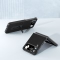 For Samsung Galaxy Z Flip4 Genuine Leather Luolai Series Phone Case with Holder(Black)