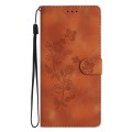 For Honor 90 Lite Flower Butterfly Embossing Pattern Leather Phone Case(Brown)