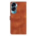 For Honor 90 Lite Flower Butterfly Embossing Pattern Leather Phone Case(Brown)