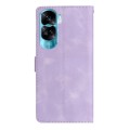 For Honor 90 Lite Flower Butterfly Embossing Pattern Leather Phone Case(Purple)