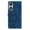 For Honor 90 Flower Butterfly Embossing Pattern Leather Phone Case(Blue)