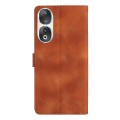 For Honor 90 Flower Butterfly Embossing Pattern Leather Phone Case(Brown)