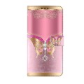 For Samsung Galaxy A22 5G Crystal 3D Shockproof Protective Leather Phone Case(Pink Bottom Butterfly)