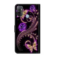 For Samsung Galaxy A33 5G Crystal 3D Shockproof Protective Leather Phone Case(Purple Flower Butterfl