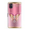 For Samsung Galaxy A51 4G Crystal 3D Shockproof Protective Leather Phone Case(Pink Bottom Butterfly)