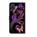 For Samsung Galaxy A51 4G Crystal 3D Shockproof Protective Leather Phone Case(Purple Flower Butterfl