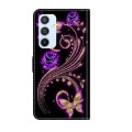 For Samsung Galaxy A54 5G Crystal 3D Shockproof Protective Leather Phone Case(Purple Flower Butterfl