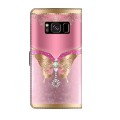For Samsung Galaxy S8 Crystal 3D Shockproof Protective Leather Phone Case(Pink Bottom Butterfly)