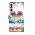 For Samsung Galaxy S21 Crystal 3D Shockproof Protective Leather Phone Case(Pink Diamond Heart)