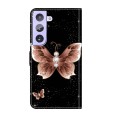 For Samsung Galaxy S21+ Crystal 3D Shockproof Protective Leather Phone Case(Pink Diamond Butterfly)