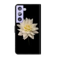 For Samsung Galaxy S21+ Crystal 3D Shockproof Protective Leather Phone Case(White Flower)