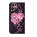For Samsung Galaxy S22 Ultra Crystal 3D Shockproof Protective Leather Phone Case(Lace Love)