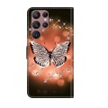 For Samsung Galaxy S22 Ultra Crystal 3D Shockproof Protective Leather Phone Case(Crystal Butterfly)