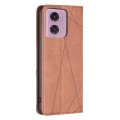 For Motorola Moto G34 5G Rhombus Texture Magnetic Leather Phone Case(Brown)