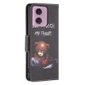For Motorola Moto G34 5G Colored Drawing Pattern Leather Phone Case(Bear)
