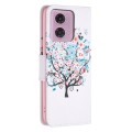 For Motorola Moto G34 5G Colored Drawing Pattern Leather Phone Case(Tree)