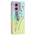 For Motorola Moto G34 5G Colored Drawing Pattern Leather Phone Case(Feather)