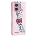 For Motorola Moto G24 Colored Drawing Pattern Leather Phone Case(Giraffe)