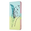 For Motorola Moto G24 Colored Drawing Pattern Leather Phone Case(Feather)