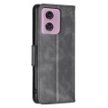For Motorola Moto G34 5G Lambskin Texture Pure Color Flip Leather Phone Case(Black)