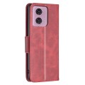 For Motorola Moto G34 5G Lambskin Texture Pure Color Flip Leather Phone Case(Red)