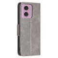 For Motorola Moto G34 5G Lambskin Texture Pure Color Flip Leather Phone Case(Grey)