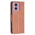 For Motorola Moto G34 5G Lambskin Texture Pure Color Flip Leather Phone Case(Brown)