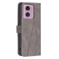 For Motorola Moto G34 5G Magnetic Buckle Rhombus Texture Leather Phone Case(Grey)