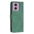 For Motorola Moto G24 Magnetic Buckle Rhombus Texture Leather Phone Case(Green)