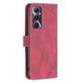 For Realme C65 4G Magnetic Buckle Rhombus Texture Leather Phone Case(Red)