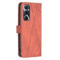 For Realme C65 4G Magnetic Buckle Rhombus Texture Leather Phone Case(Brown)