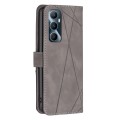 For Realme C65 4G Magnetic Buckle Rhombus Texture Leather Phone Case(Grey)