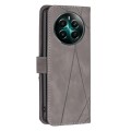 For Realme 12+ 5G Magnetic Buckle Rhombus Texture Leather Phone Case(Grey)