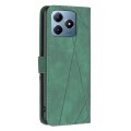 For Realme C61 / C63 Magnetic Buckle Rhombus Texture Leather Phone Case(Green)