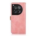 For OnePlus 12 KHAZNEH Dual-color Cowhide Texture Flip Leather Phone Case(Rose Gold)