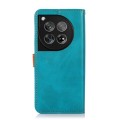 For OnePlus 12 KHAZNEH Dual-color Cowhide Texture Flip Leather Phone Case(Blue)