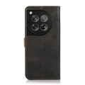 For OnePlus 12 KHAZNEH Dual-color Cowhide Texture Flip Leather Phone Case(Black)