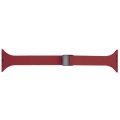 For Apple Watch Ultra 49mm Magnetic Buckle Slim Silicone Watch Band(Wine Red)