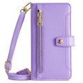 For Realme 12 5G Sheep Texture Cross-body Zipper Wallet Leather Phone Case(Purple)